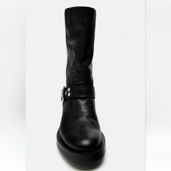 Zara Leather Biker Boots - Picture 4 of 12